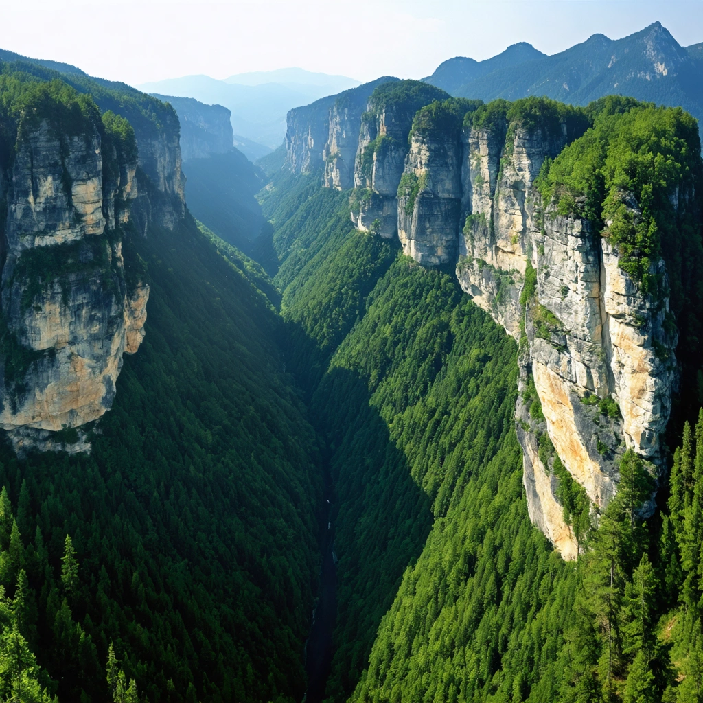 Paysage impressionnant des gorges du Bicaz dans le parc national Cheile Bicazului-Hasmas, avec de hauts pinacles rocheux, des falaises calcaires, des étroites failles et une forêt verdoyante suspendue sur les pentes montagneuses.